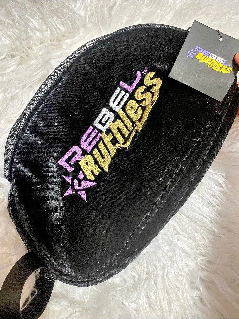 Rebel Ruthless shoe Pouch in Black & Purple NWT